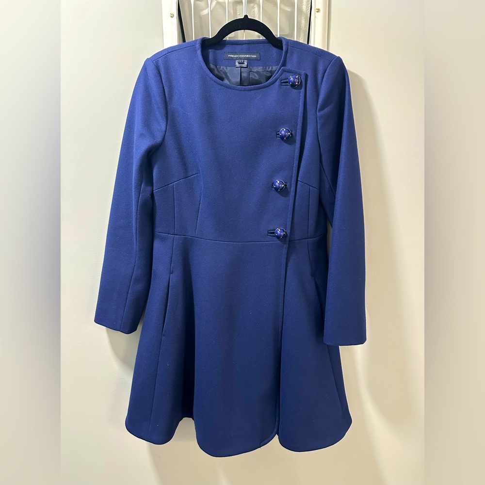 Wool/cashmere blend French Connection A-line coat, Sz 10